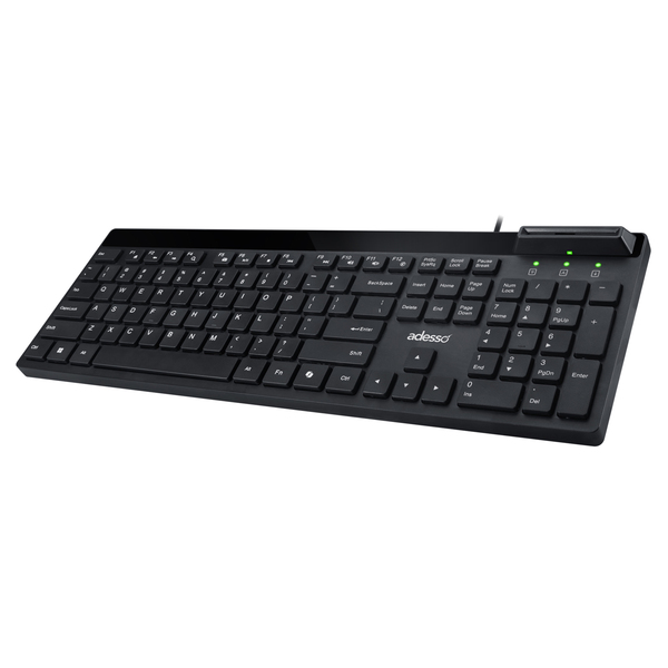 Adesso AKB-140SB Wired USB Desktop Keyboard with Smart Card Reader, Full Size