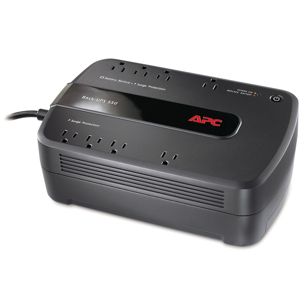 APC BE550G 8-AC Outlet and Data Line 550-VA/330-Watt PC/Gaming/Networking Back-UPS Battery Backup with 340-Joules Surge Protection, 5-Ft. Cord, BE550G