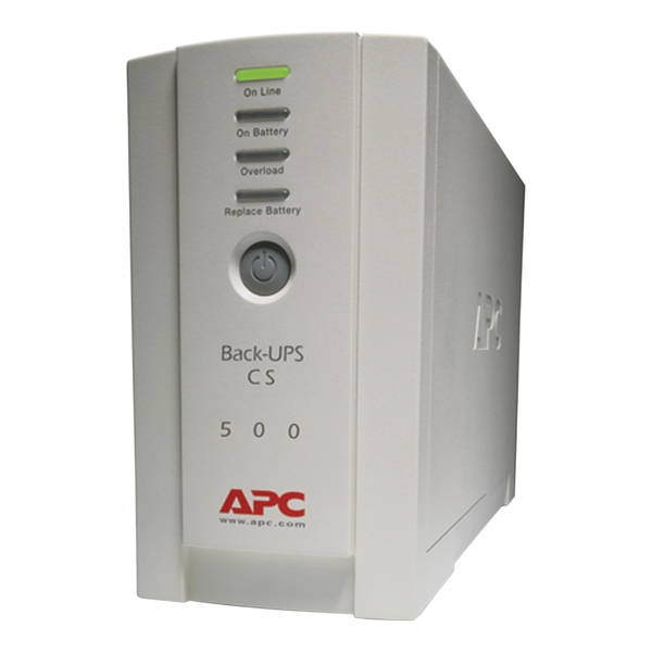 APC BK500 6-AC Outlet and RJ11/Telco 500-VA/300-Watt Back-UPS CS Tower with 480-Joules Surge Protection, Voltage Correction, and 6-Ft. Cord, BK500