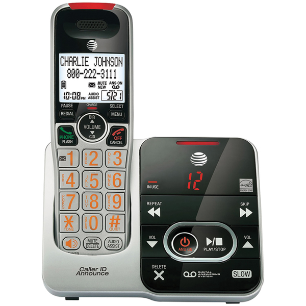 AT&T ATCRL32102 1-Cordless Handset DECT 6.0 Expandable Phone System for Landline, Answering System, Audio Assist, Big Buttons, Large Text