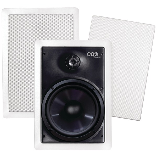 BIC America M-PRO6W 6.5-In. 150-Watt Muro M-PRO6W 2-Way Outdoor In-Wall Speaker Pair with Polygraphite Woofer and Pivoting Titanium Tweeter, 8 Ohms
