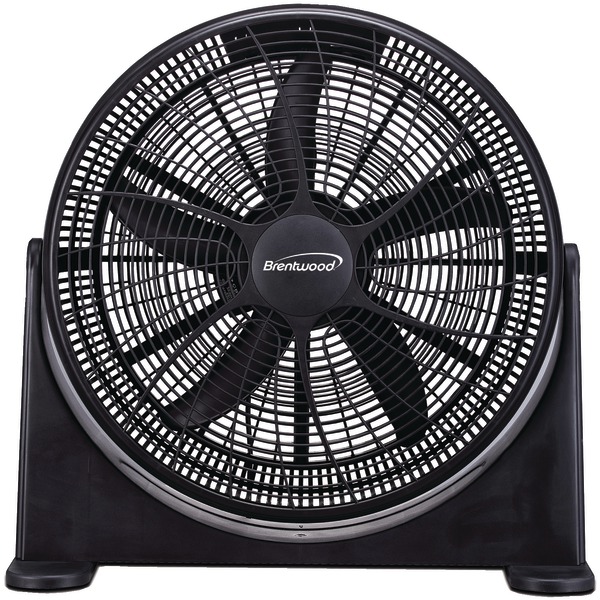 Brentwood F-20BKR 20-In. Portable High-Velocity Air-Circulator Floor Fan with 3 Speeds, 5 Blades, 90deg Pivoting Head, 60-In. Cord