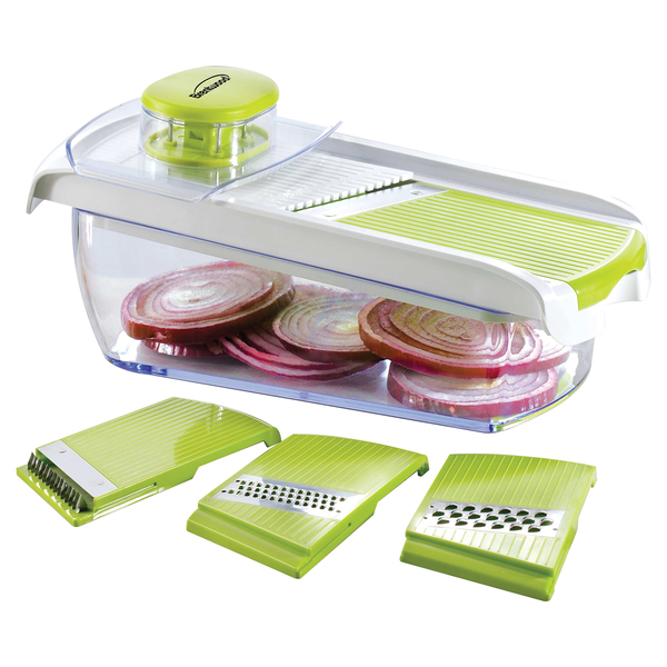 Brentwood KA-5040G Mandolin Slicer with 5-Cup Storage Container and 4 Interchangeable Stainless Steel Blades