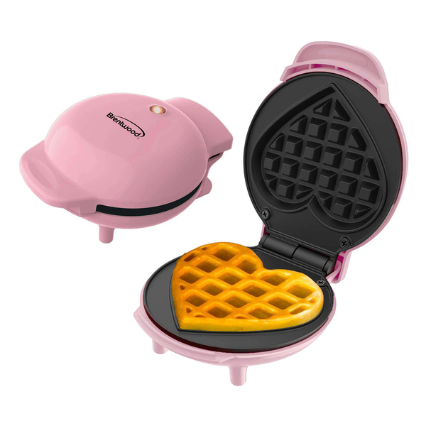 Brentwood TS-2144PK 4-In. 400-Watt Nonstick Mini-Heart-Shaped Waffle Maker, Pink