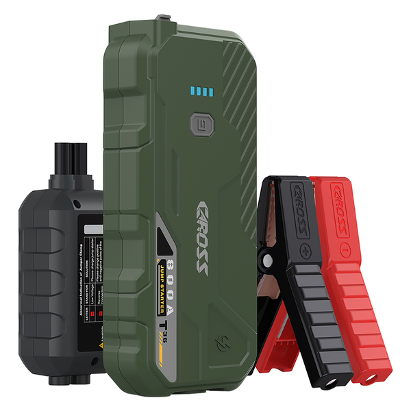 CAROSS T36G T36 Portable Car Jump Starter and USB Power Bank with 800-Amp Peak, Advanced Protection Jumper Clamps, LED Light