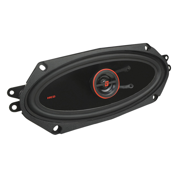 Cerwin-Vega Mobile H7410 H7410 4-In. x 10-In. 2-Way HED Series Coaxial Car Speakers, 320 Watt Max, 4 Ohms, Mesh Grilles, Red and Black, Pair