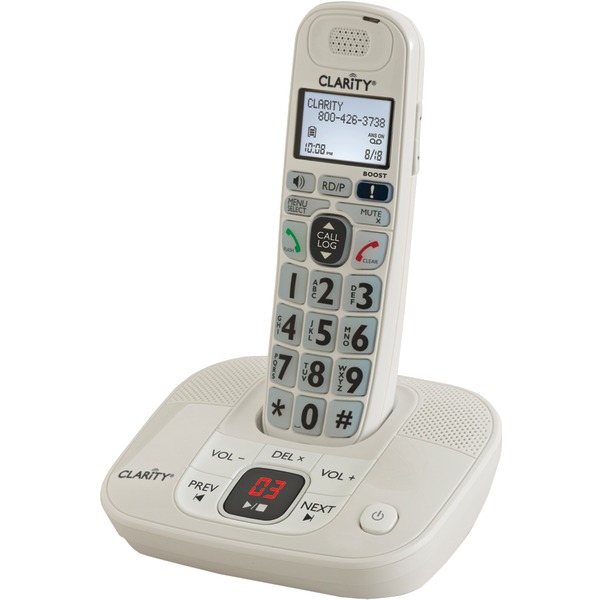 Clarity 53712.000 1-Cordless Handset DECT 6.0 30-dB Amplified/Expandable Phone System for Landlines, Answering System, Big Buttons