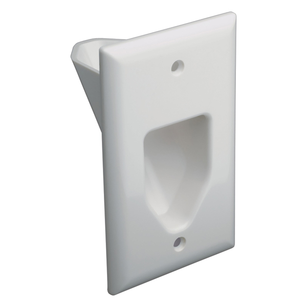 DataComm Electronics 45-0001-UWH Recessed Low-Voltage Cable Plate, Ultra White (1-Gang)