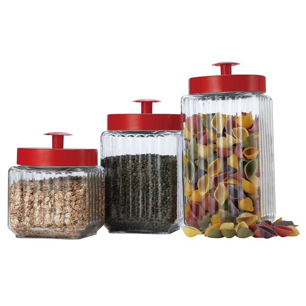 EuroHome EW65081 Glass Canister with Metal Lid 3-Piece Set