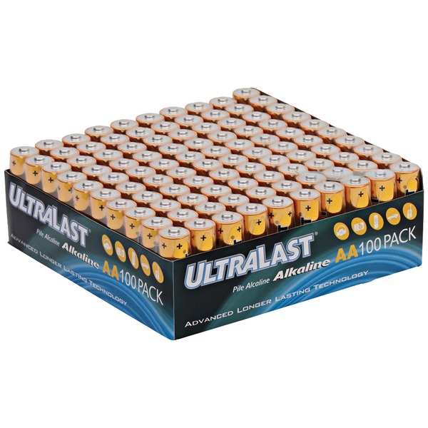 Ultralast ULA100AAB ULA100AAB Alkaline AA Batteries, 100 Count