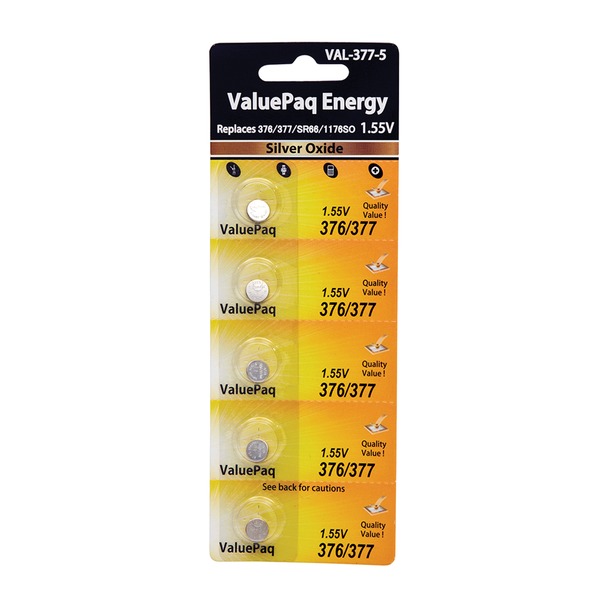 Dantona VAL-377-5 ValuePaq Energy UL377 Watch Battery, 5 Count