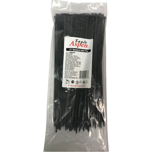 Eagle Aspen 500233 100-Pack 11-In. UV-Resistant Nylon 6/6 Standard Cable Ties, 50-Lb. Tensile Strength