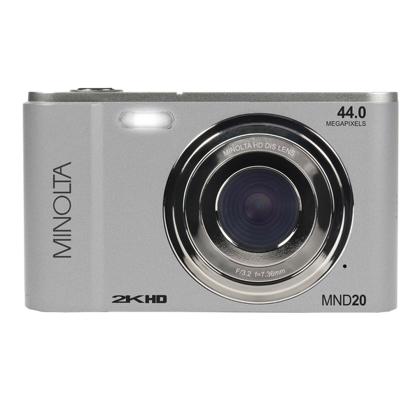 Minolta MND20-S MND20 16x Digital Zoom 44 MP/2.7K Quad HD Digital Camera (Silver)