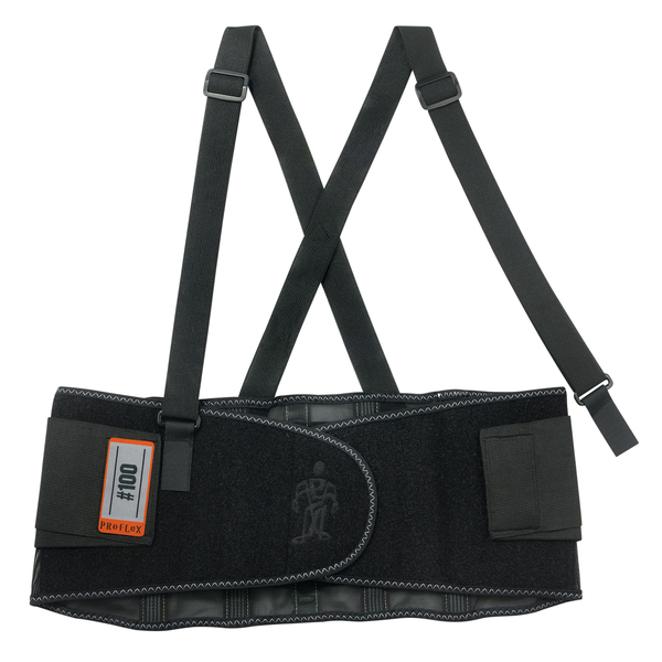 Ergodyne 11384 ProFlex 100 Spandex Back Brace for Lower Back, Adjustable, Removable Straps (Large)