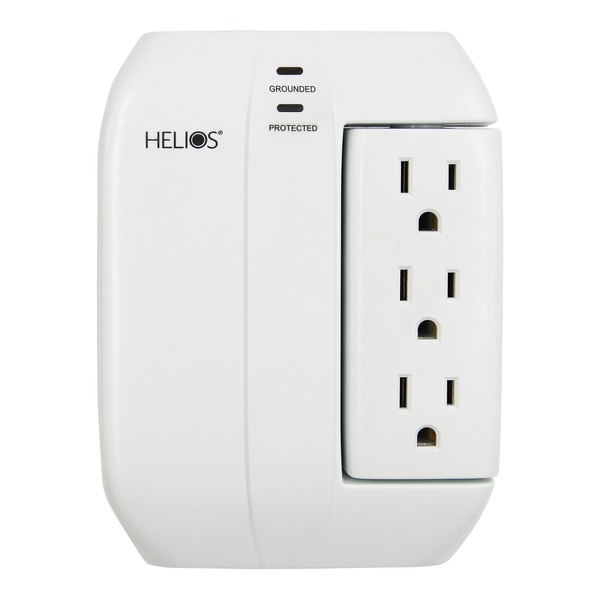 Helios AS-HP-5R 3-AC Swiveling Outlet, 2-AC Fixed Outlet, and 2-USB Port 450-Joules Surge Protector Wall Tap, AS-HP-5R