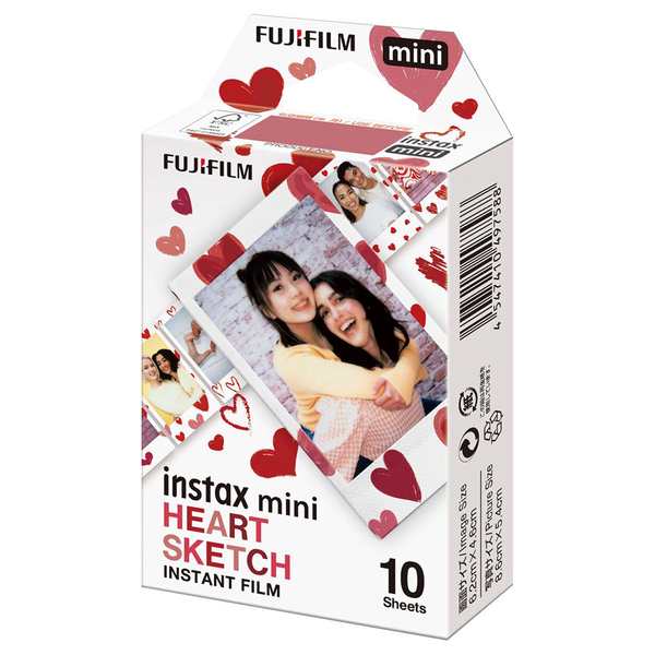 FUJIFILM 16799926 instax mini Instant Film, 10 Pack (Heart Sketch)