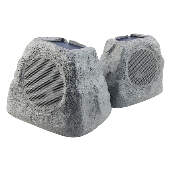 Gemini GHRK-500LTMS-PR GHRK-500LTMS Solar Bluetooth TWS 30-Watt-Peak Outdoor Rock Speaker with LED Lighting (2 Pack)