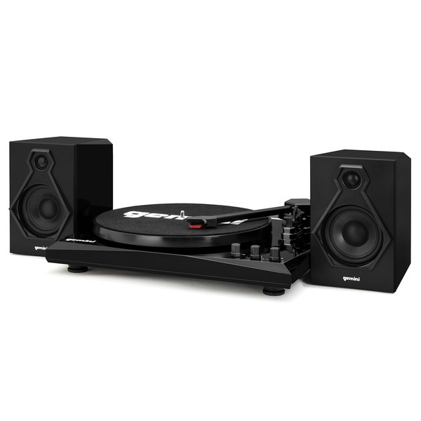 Gemini TT-900BB 60-Watt 3-Speed Belt-Drive Manual Suitcase Turntable with External Speakers, Bluetooth, 45-RPM Adapter, Stereo Cartridge, and Stylus