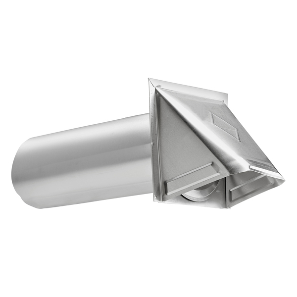 Lambro 3440 4-In. Aluminum Wall Exhaust Hood Vent with Damper and 11-In. Pipe, No Interior Trim Plate, 3440