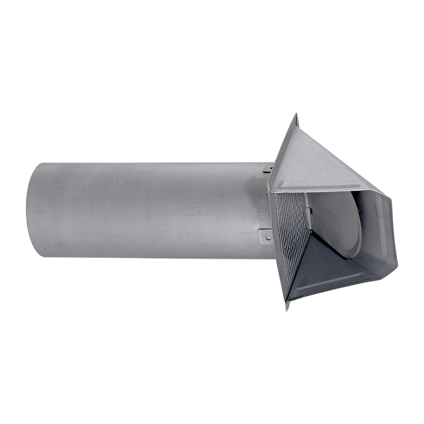Lambro EC-34400GMS-PG 4-In., 26-Gauge Paint-Grade Steel Wall Exhaust Hood Vent with Damper, Wire Mesh Screen, and 11-In. Pipe, EC-34400GMS-PG