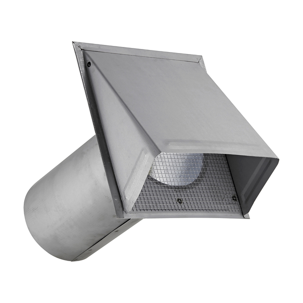 Lambro EC-3480GNDMS-11-PG 8-In., 26-Gauge Paint-Grade Steel Fresh Air Intake Vent with Wire Mesh Screen and 11-In. Pipe, EC-3480GNDMS-11-PG