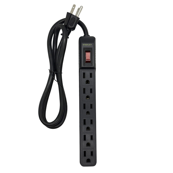 STANLEY 30007 6-AC Outlet PowerMAX 6 Power Strip, 3-Ft. Cord with Straight Plug, 30007