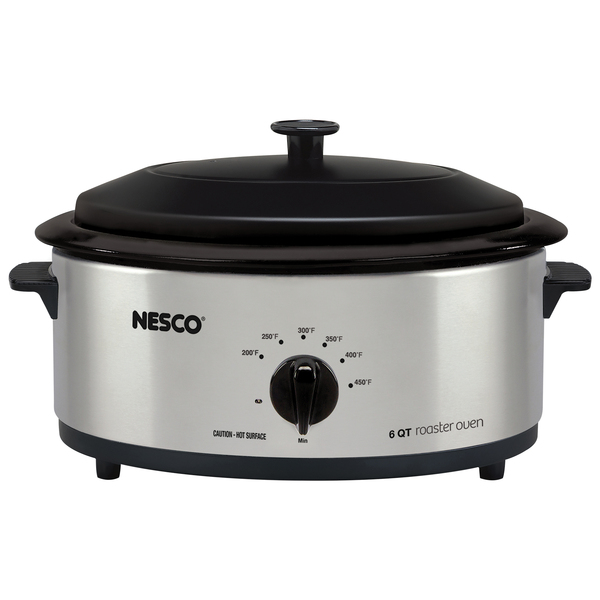 NESCO 4816-25 6-Qt. 750-Watt Roaster with Porcelain Cookwell (Silver)