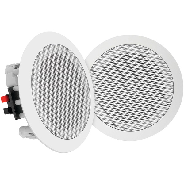 Pyle PDICBT852RD 8-In. 250-Watt-Max Bluetooth In-Ceiling/In-Wall Speaker Pair with Polypropylene Woofer and Fixed Polymer Tweeter, 8 Ohms