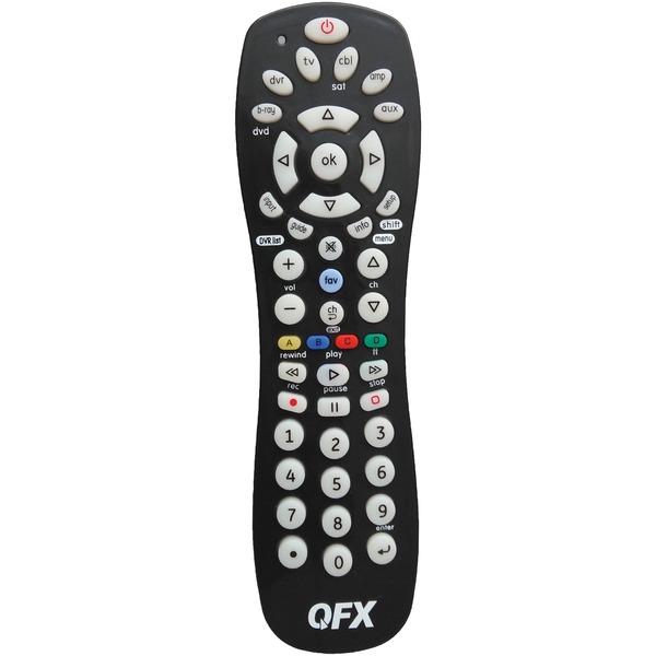 QFX REM-6 6-Device Universal Remote with Glow-in-the-Dark Buttons, Black