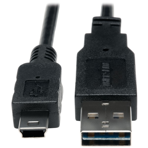 Tripp Lite by Eaton UR030-003 USB 2.0 Universal Device Cable, Reversible A Male/5-Pin Mini B Male, 3 Ft., Black, UR030-003