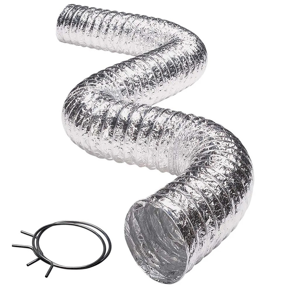 Deflecto F0408MSX/30 Supurr-Flex 4-In. Multilayered Flexible Aluminum Duct with Metal Spring Clamps (8 Ft.)