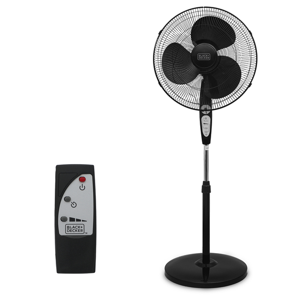 BLACK+DECKER BFSR18B 18-In. 3-Speed Oscillating Stand Fan with Remote, BFSR18 (Black)