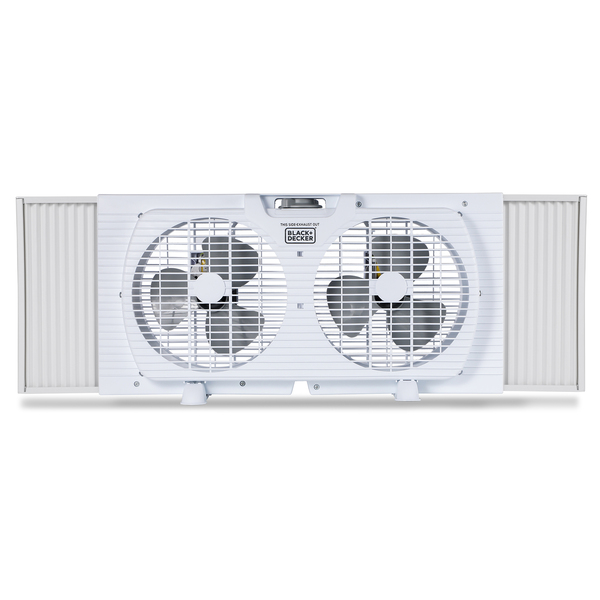 BLACK+DECKER BFW9M BFW9M 9-In. 2-Speed Twin Window Fan with Adjustable Side Panels, White
